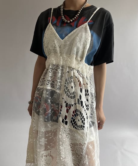 【RE;CIRCLE】RE Crochet Patch Back RBN Camisole One-Piece/240829ー006