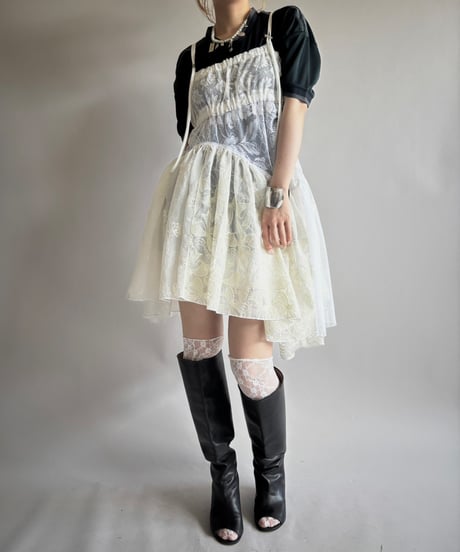 【RE;CIRCLE】RE Crochet Lace Patch work Camisole One-Piece Middle/250731-007