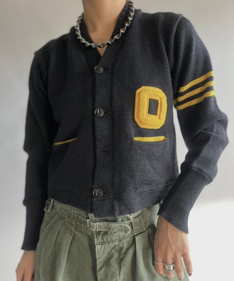 【USED】 Vintage Wool Lettered Cardigan/241130-010