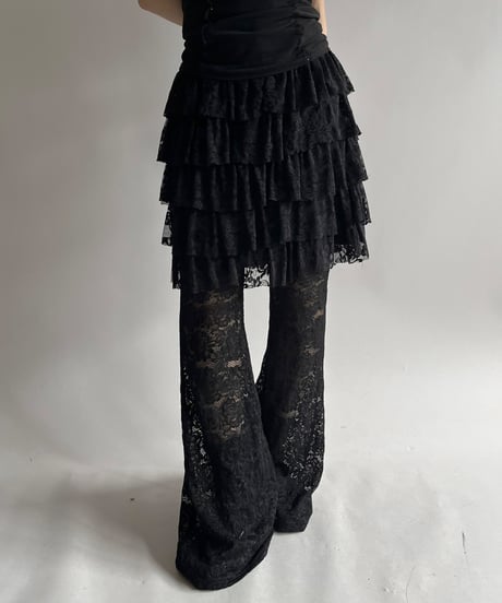 【USED】 Lace Pattern Tiered Skirt  / 250726-022