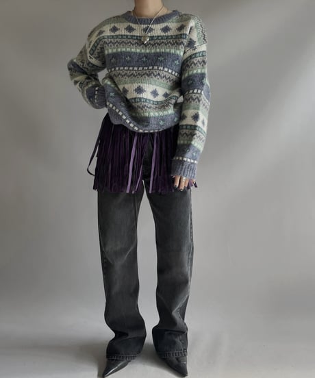 【USED】 L.L. Bean Nordic Patterned Mohair knit Top / 231209-016