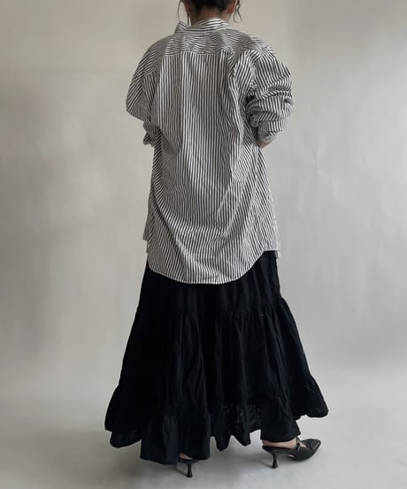 【RE;CIRCLE】 RE Collarless Striped Shirt / 220609-005