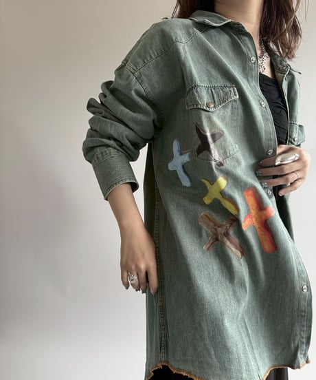 【USED】 END IS NEAR MOTOROIL Denim Shirt /250329-011