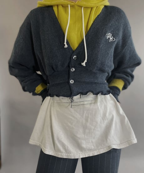 【RE;CIRCLE】 RE Acrylic Knit Cardigan + Hoodie Blue × Yellow / 230220-007