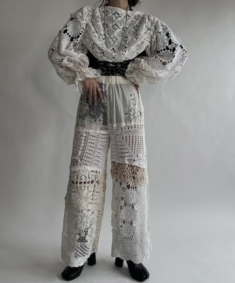 【RE;CIRCLE】 RE Crochet Lace Drawcord Top / 220526-039
