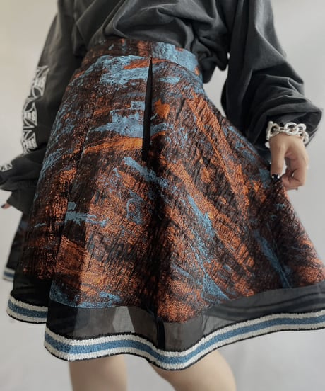 【USED】 Patterned Lame Skirt / 230923-025