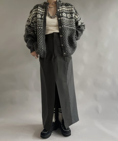 【USED】 Made in USA Wool100% Tirolean Knit Top /240120-011