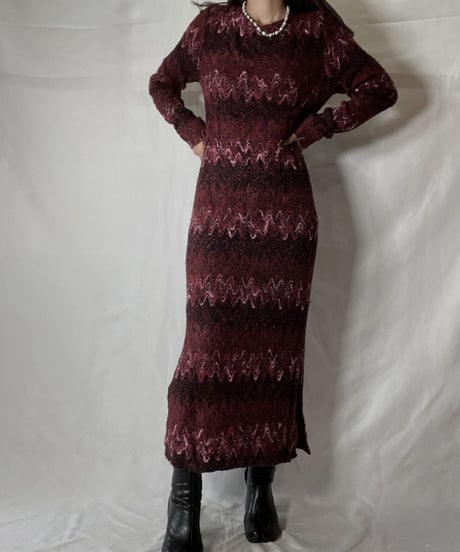 【USED】  Knit L/S One-piece/211014-050