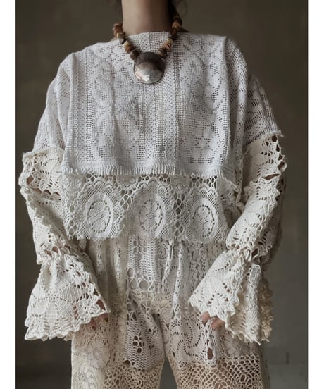 【RE;CIRCLE】 RE Crochet Patchwork L/S Top⑦/20220317-012