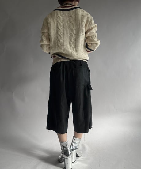 【USED】100% Virgin Wool V Neck Wool Knit Top/241130-025