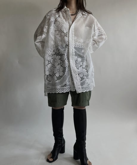 【RE;CIRCLE】 RE Crochet Lace Big Shirt / 220427-006