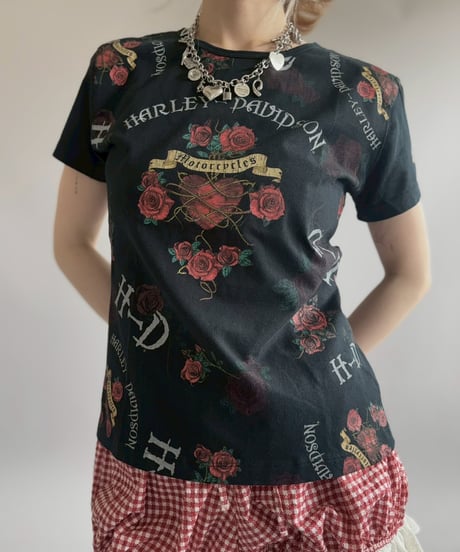 【USED】 HARLEY-DAVIDSON Rose Pattern Tee / 260418-037