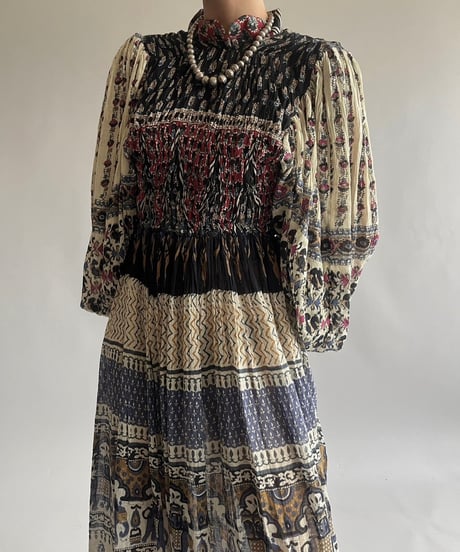 【RE;CIRCLE】 RE Indian Cotton Balloon Sleeved One-piece / 240912-002