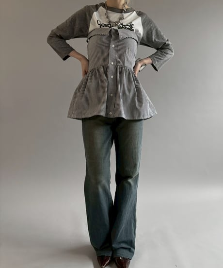 【RE;CIRCLE】  RE Stripe Shirt Mini One-Piece / 260611-010