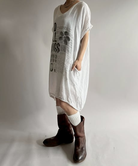 【USED】 Made in Italy Linen Over Size T-Shirt / 250726-026
