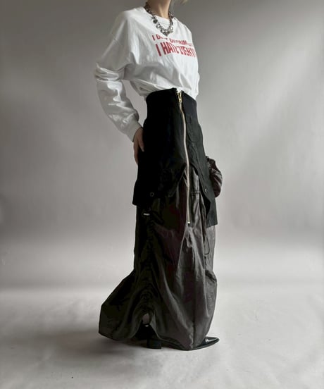 【RE;CIRCLE】 RE U.S Military Rebuild Parachute Layered Skirt Black / 260423-006