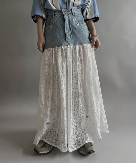 【RE;CIRCLE】 RE Denim Lace Switching Skirt / 240509-014