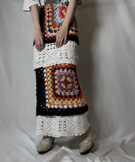 【RE;CIRCLE】 RE Granny Knit×Lace Long Skirt②/210917-007