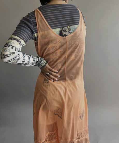 【Mashup Products】 Silk Screen Sheer One-Piece /  240217-002