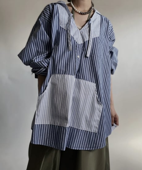 【RE;CIRCLE】 RE Stripe Shirt Mexican Hoodie / 220423-028