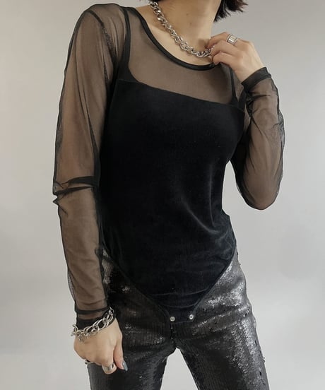 【USED】 L/S Sheer Leotard Top /240316-015