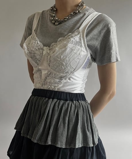 【USED】 Lace Patterned Camisole Leotard Top /240928-025