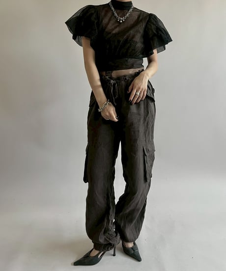 【USED】100% Linen Cargo Pants  / 250517-003