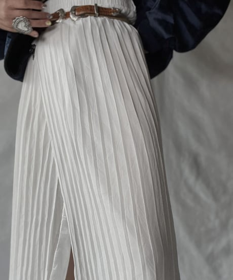 【USED】 Poly Pleats Long Skirt①/210921-028
