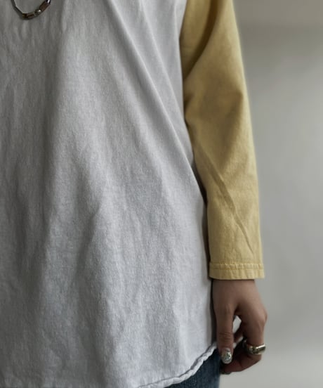 【USED】 Raglan T-shirt Yellow-white / 220618-003