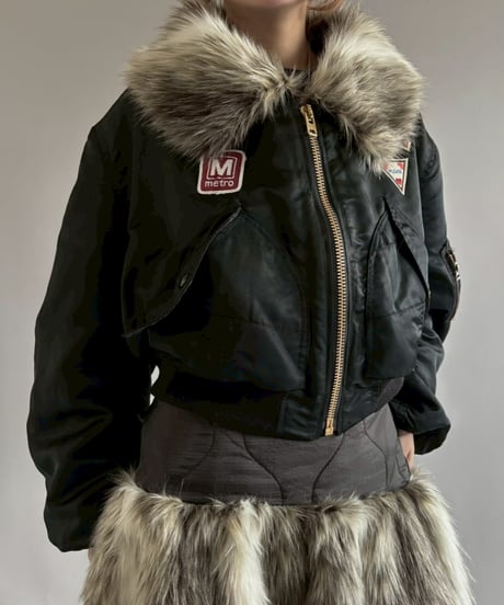 【RE;CIRCLE】  RE MA-1 Patched Fur Collar Short Jacket Black/ 251120-004