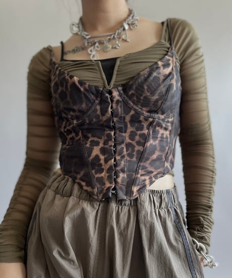 【USED】 Leopard Pattered Camisole Corset Top /240914-001