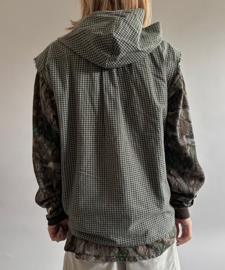 【RE;CIRCLE】 Stencil N/S Hooded Check Shirt  /  250911-005