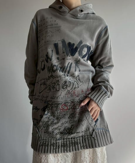 【USED】 Desigual Rib Knit Docking Hoodie /251108-024