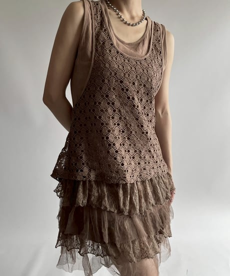 【USED】 Mesh Design Tiered One-Piece / 250726-007