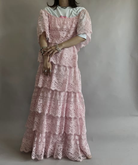 【USED】 Flower Pattern Sleeveless  Poly Tiered One-piece / 230520-008