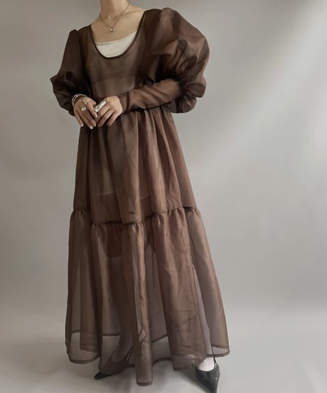 【RE;CIRCLE】 RE Sheer Puff Sleeve One-piece / 230706-004