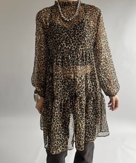 【USED】Leopard Patterned Sheer Top /240907-019