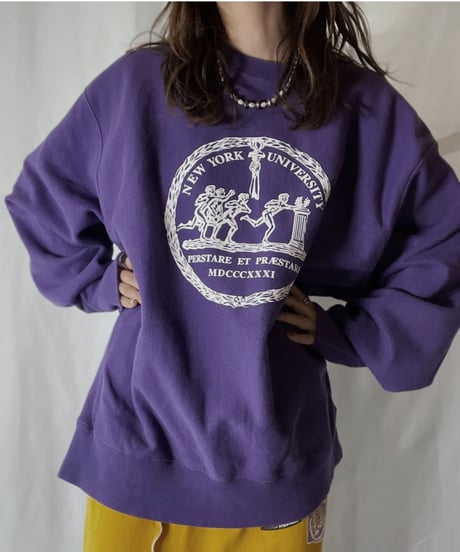 【USED】  Champion Reverse Weave Sweat NEW YORK UNIVERCITY/211116-044