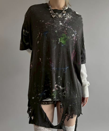 【USED】 Damage Paint T-shirt&Thermal Top /260607-030