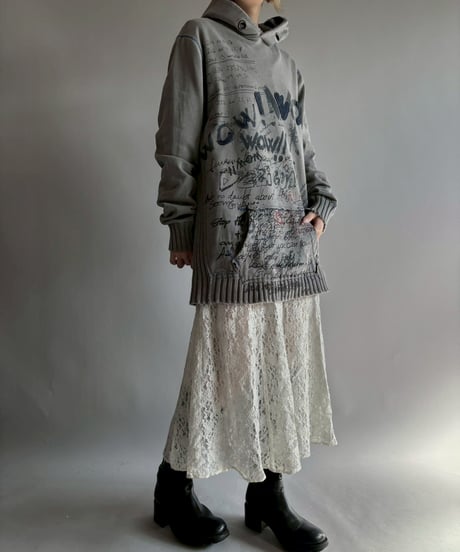 【USED】 Desigual Rib Knit Docking Hoodie /251108-024