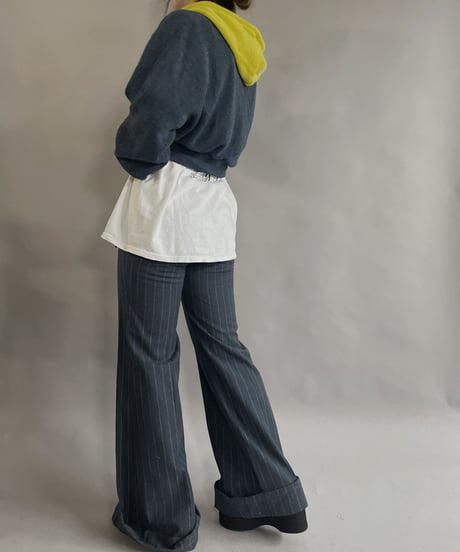 【RE;CIRCLE】 RE Acrylic Knit Cardigan + Hoodie Blue × Yellow / 230220-007