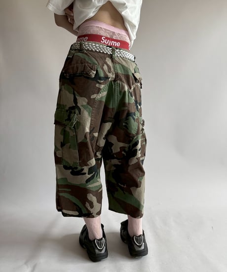 【USED】 Military Camouflage Painted Cut off Shorts  / 250719-007