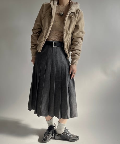 【USED】 Wool Pleats Skirt/250118-025