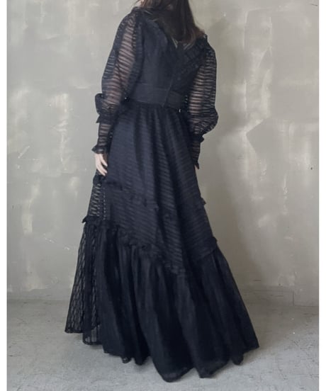 【USED】  See-through Lace L/S One-piece/220220-001
