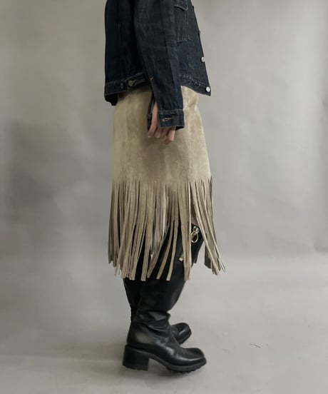 【USED】 Suede Leather Middle Skirt / 230304-014