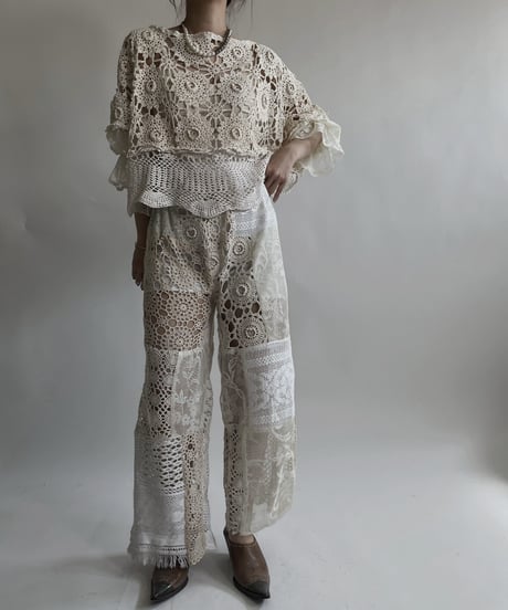 【RE;CIRCLE】 RE Crochet Lace Patchwork Tops / 220427-021