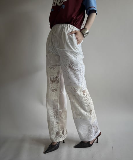 【RE;CIRCLE】 RE Crochet Lace Patch work Pants / 250731-004