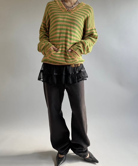 【USED】 ALPACA 100% Stripe knit Top /250111-007