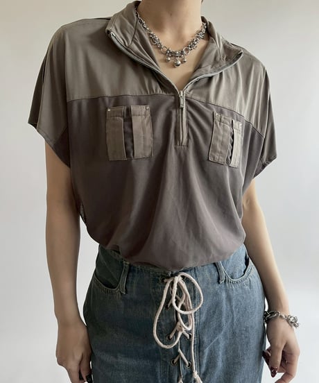 【USED】 DKNY GOLF Half Zip Design S/S Top  / 250526-009