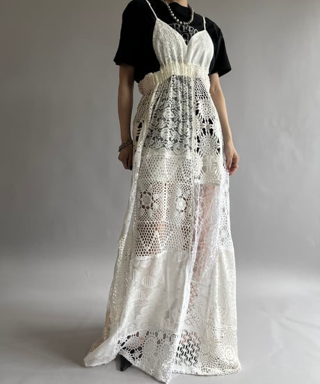 【RE;CIRCLE】RE Crochet Patch Back RBN Camisole One-Piece/250320-006